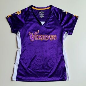 💜💛 Minnesota Vikings NFL Football Team Shirt Womens Size Small Purple V Neck